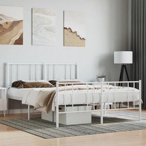 VidaXL Bedframe met hoofd- en voeteneinde metaal wit 135x190 cm