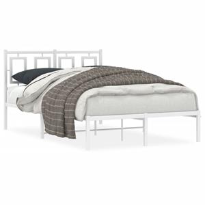 VidaXL Bedframe met hoofdbord metaal wit 120x190 cm