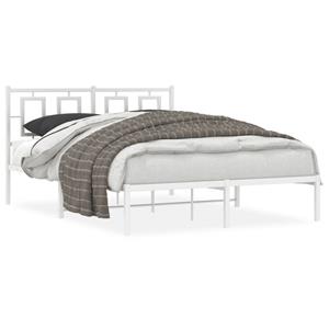 VidaXL Bedframe met hoofdbord metaal wit 135x190 cm