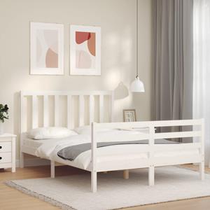 VidaXL Bedframe met hoofdbord massief hout wit 120x200 cm