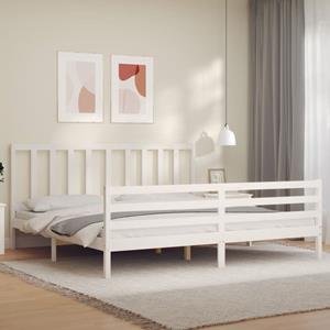 VidaXL Bedframe met hoofdbord massief hout wit 200x200 cm