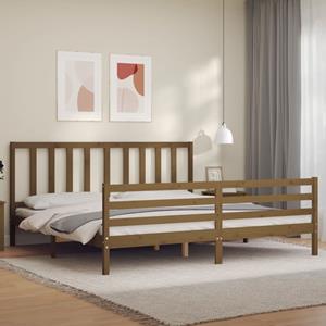 VidaXL Bedframe met hoofdbord massief hout honingbruin 200x200 cm