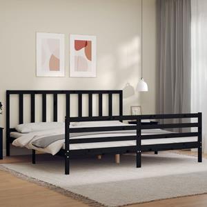 VidaXL Bedframe met hoofdbord massief hout zwart 200x200 cm