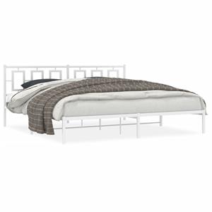 VidaXL Bedframe met hoofdbord metaal wit 200x200 cm