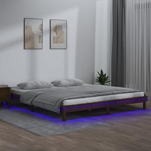 VidaXL Bedframe LED massief hout honingbruin 120x200 cm