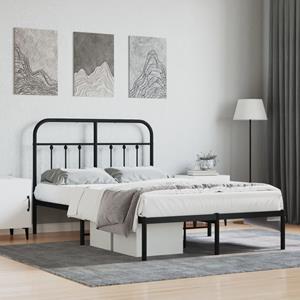 VidaXL Bedframe met hoofdbord metaal zwart 120x190 cm