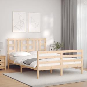 VidaXL Bedframe met hoofdbord massief hout 140x190 cm