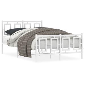 VidaXL Bedframe met hoofd- en voeteneinde metaal wit 120x200 cm