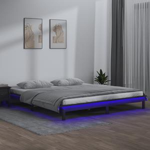 VidaXL Bedframe LED massief hout grijs 160x200 cm