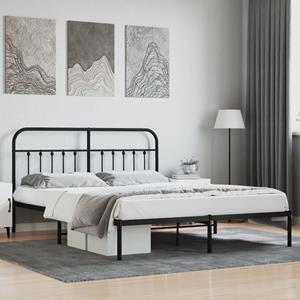 VidaXL Bedframe met hoofdbord metaal zwart 180x200 cm