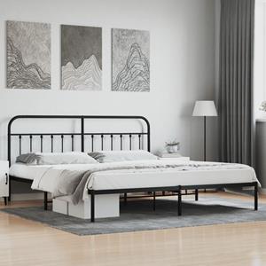 VidaXL Bedframe met hoofdbord metaal zwart 200x200 cm