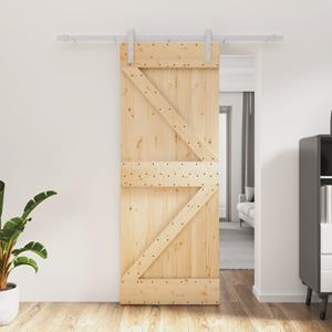 VidaXL Schuifdeur met beslag 80x210 cm massief grenenhout