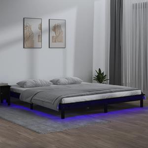 VidaXL Bedframe LED massief hout zwart 200x200 cm