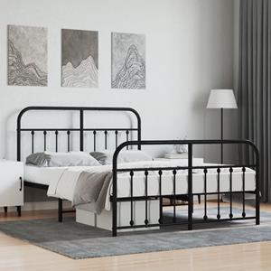 VidaXL Bedframe met hoofd- en voeteneinde metaal zwart 135x190 cm