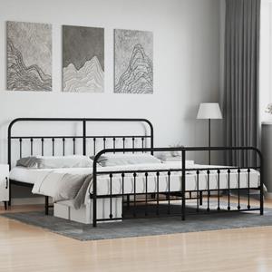 VidaXL Bedframe met hoofd- en voeteneinde metaal zwart 200x200 cm