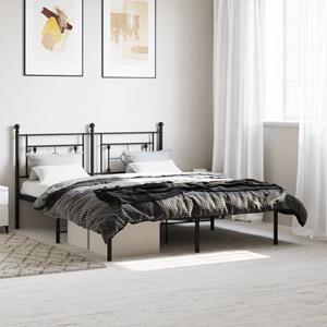 VidaXL Bedframe met hoofdbord metaal zwart 150x200 cm