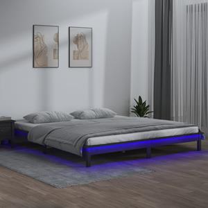 VidaXL Bedframe LED massief hout grijs 120x190 cm