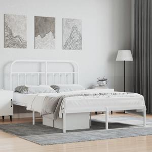 VidaXL Bedframe met hoofdbord metaal wit 140x200 cm