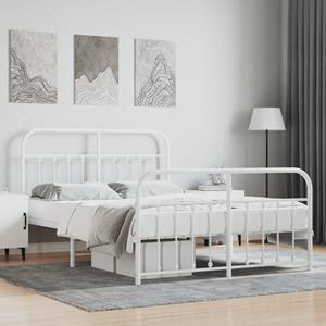 VidaXL Bedframe met hoofd- en voeteneinde metaal wit 135x190 cm