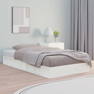 VidaXL Bedframe massief hout wit 135x190 cm