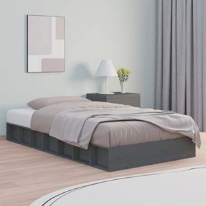 VidaXL Bedframe massief hout grijs 135x190 cm