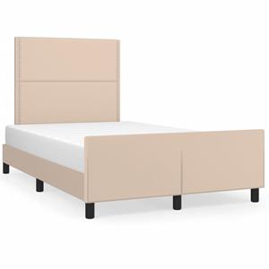 VidaXL Bedframe met hoofdbord kunstleer cappuccinokleurig 120x190 cm