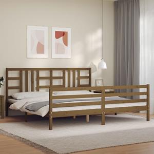 VidaXL Bedframe met hoofdbord massief hout honingbruin 200x200 cm