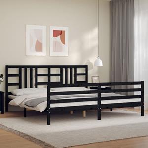 VidaXL Bedframe met hoofdbord massief hout zwart 200x200 cm