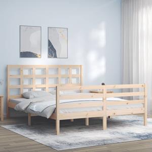 VidaXL Bedframe met hoofdbord massief hout 160x200 cm