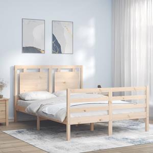 VidaXL Bedframe met hoofdbord massief hout 140x190 cm