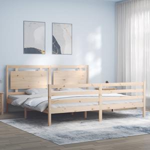 VidaXL Bedframe met hoofdbord massief hout 200x200 cm