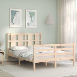 VidaXL Bedframe met hoofdbord massief hout 140x190 cm