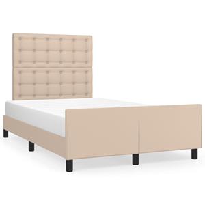 VidaXL Bedframe met hoofdbord kunstleer cappuccinokleurig 120x190 cm