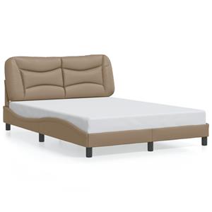 VidaXL Bedframe met hoofdbord kunstleer cappuccinokleurig 120x200 cm