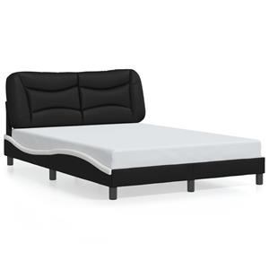 VidaXL Bedframe met hoofdbord kunstleer zwart en wit 120x200 cm