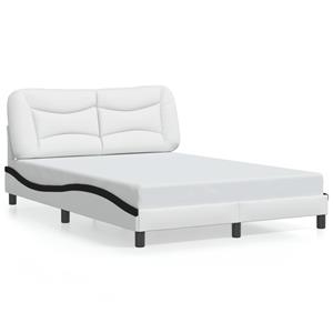 VidaXL Bedframe met hoofdbord kunstleer zwart en wit 120x200 cm