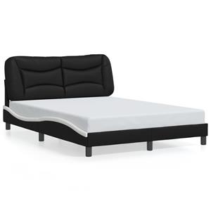 VidaXL Bedframe met hoofdbord kunstleer zwart en wit 140x190 cm