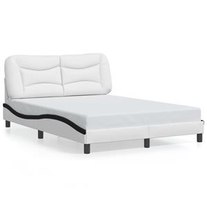 VidaXL Bedframe met hoofdbord kunstleer wit en zwart 140x190 cm