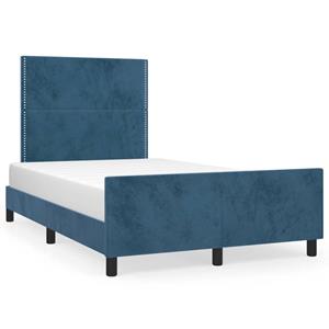 VidaXL Bedframe met hoofdbord fluweel donkerblauw 120x190 cm