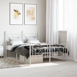 VidaXL Bedframe met hoofd- en voeteneinde metaal wit 135x190 cm