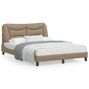 VidaXL Bedframe met hoofdbord kunstleer cappuccinokleurig 140x200 cm