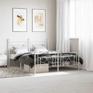 VidaXL Bedframe met hoofd- en voeteneinde metaal wit 150x200 cm