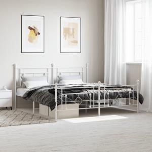 VidaXL Bedframe met hoofd- en voeteneinde metaal wit 180x200 cm