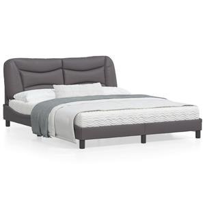 VidaXL Bedframe met hoofdbord kunstleer grijs 160x200 cm