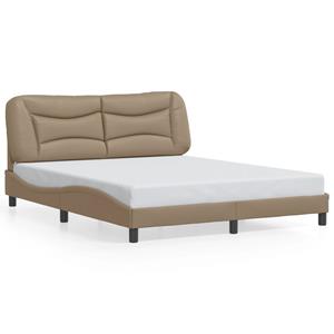 VidaXL Bedframe met hoofdbord kunstleer cappuccinokleurig 160x200 cm