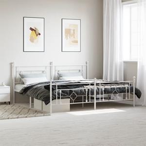 VidaXL Bedframe met hoofd- en voeteneinde metaal wit 200x200 cm