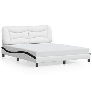 VidaXL Bedframe met hoofdbord kunstleer zwart en wit 160x200 cm