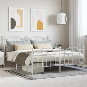 VidaXL Bedframe met hoofd- en voeteneinde metaal wit 160x200 cm