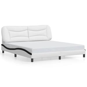 VidaXL Bedframe met hoofdbord kunstleer wit en zwart 180x200 cm