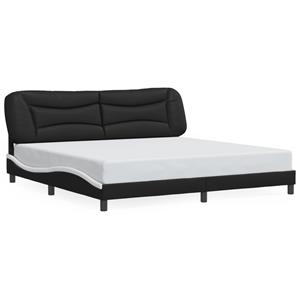 VidaXL Bedframe met hoofdbord kunstleer zwart en wit 200x200 cm